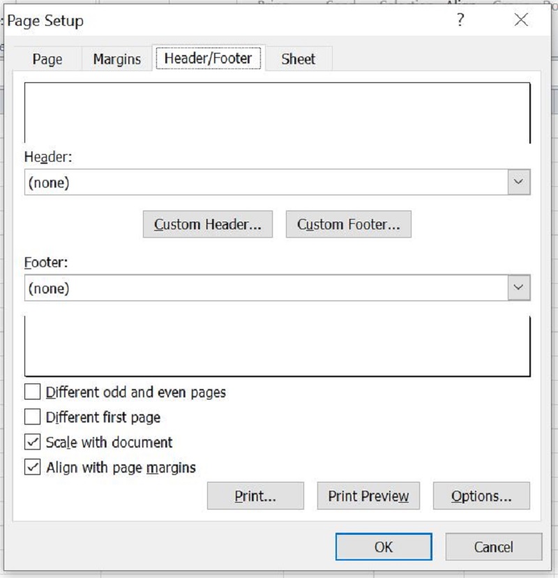 khihopthoaipagesetuphienthibansenhanvaotabheaderfooterchoncustomheaderhoaccustomfooter cách đánh số trang trong excel nhanh